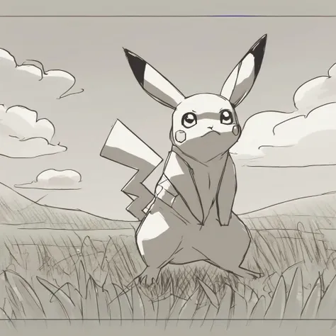 sketch, a pikachu standing in a grassy field
<lora:sketch_style:1>