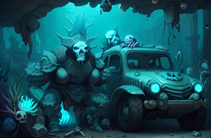 (battlecar:1.1), (armored car:1.08), (painted light blue:1.05), vehicle focus, no humans, car, wheel, tire, debris, bullet holes, skull, dirty <lora:BattleCars_v2_50_clip2_R-128:0.41> BREAK <lora:AtlantisTech:0.6>, bioluminescent, atlantistech, atlantistech, Cinematic photograph, UHD, 4k, ultra detailed, epic, inspiring, beautiful lighting, artistic composition, masterpiece, best quality, absurdres, detailed, ultra-detailed, max detail, 4k uhd