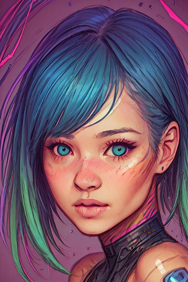 a cute girl,night, epic realistic, background cyberpunk city, <lora:hair-v3:0.7>, hair, (medium_shot:1.3)