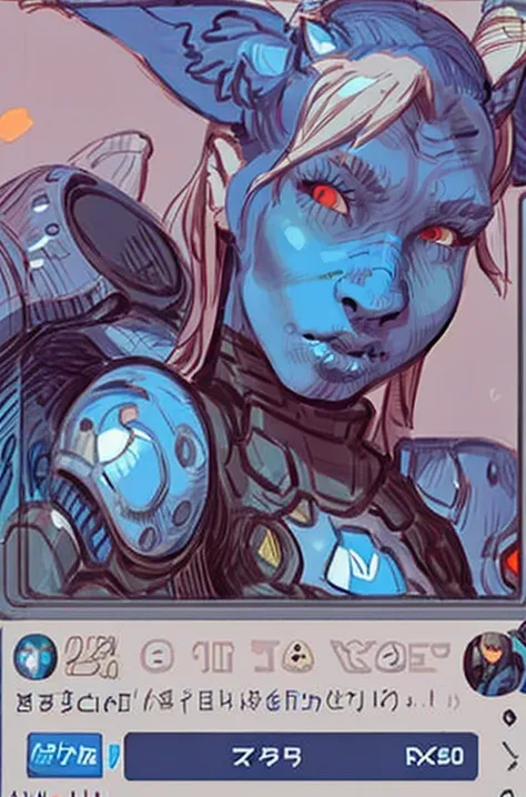 blue skin, fox ears, masterpiece, high quality, red bodysuit, ((armor)), science fiction, chaya, looking at viewer, portrait, cleavage, long messy hair, <lora:add_detail:.4>, futuristic background, spacecraft, (furry : 0.8), dashboard, leds, monitors, close_up, from below, ultra detailed background,absurd amount of details, parted lips,