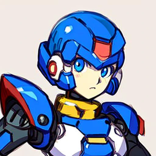 concept art, sketch, of megaman reploid,
perfect anime eyes, mechanical, perfect face portrait of Megaman style robot android cyborg reploid, half shot, red black and white futuristic armor, confident pose, wearing a open-face helmet, sci-fi, mechanical, half body, (masterpiece:1.3), upper body, science fiction, clean lines, bold lines, high detailed face, <lora:reploidv2_merge2:1>