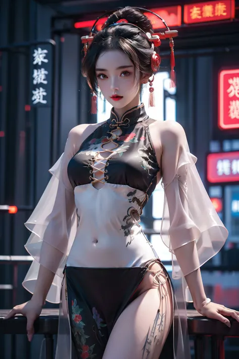 <lora:cyberhanfu_v1:0.6>,cyberhanfu,cheongsam,chinese_clothes,cyberpunk,mechanical parts,<lora:CrossLacedBikiniV1:0.7>,cross-laced bikini,, (masterpiece, best quality, high quality, highres, ultra-detailed),