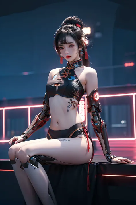 <lora:cyberhanfu_v1:0.6>,cyberhanfu,cheongsam,chinese_clothes,cyberpunk,mechanical parts,<lora:CrossLacedBikiniV1:0.7>,cross-laced bikini,, (masterpiece, best quality, high quality, highres, ultra-detailed),