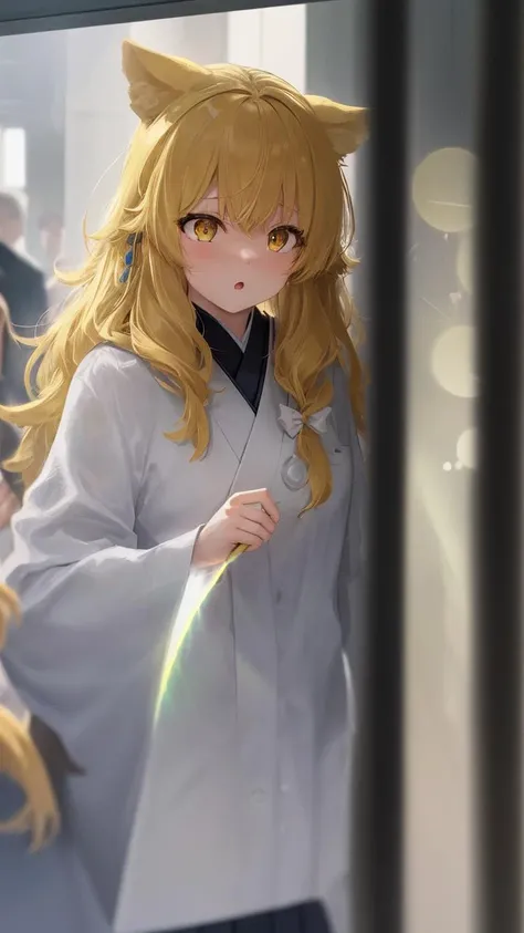 (golden_retriever_dog_girl), yellow_haired, , blue_hair_ornament, light_yellow_hair,light_yellow_hanging_eared_dog, light_yellow_dog_ear,low_ear ,lop_ear,sdouble_tail,yellow_dog_tai, ,body_writing,,long_blonde_hair, dog_ears,Big_yellow_ eyes,stars_in_them
hair_ omament, ribbons, bowties, buttons, pleated skirt
the old street, singing, ,In shadow, (beautiful detailed eyes), ((beautiful detailed sky)),spectator,Beautiful Japanese streets,Metro Station,Look into the distance, ,Population background,Backlight
((chromatic aberration)), ((caustic)), lens flare, dynamic angle, , asymmetrical bangs, ((colorful refraction)), ((dark intense shadows)), ((cinematic lighting)), ((overexposure)), ((sharp focus)), ((extremely detailed)), colorful