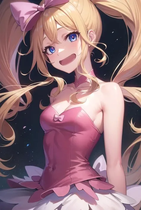 Princess peach,showing armpits and pussy half naked, smiling. Princess pink dress.