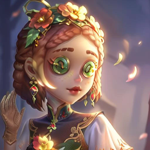 masterpiece, best quality, identity v, button eyes,
1girl, earrings, jewelry, solo, gloves, flower, chinese_clothes, red_flower, hair_flower, hair_ornament, china_dress, green_eyes, dress
<lora:identityv6:0.6>