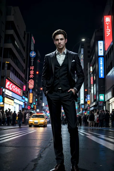 ((ultra detailed, masterpiece, absurdres))
 <lora:DBHGavin:0.8>
DBHGavin, 1boy, brown hair, facial hair, in a sleek modern suit striking a pose in front of a neon-lit Tokyo street