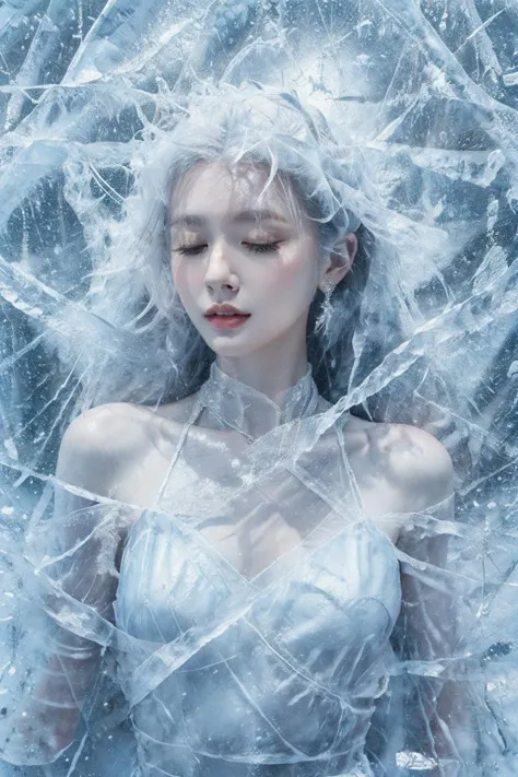 (ice:1.4),ice cone,1girl,solo,Ice wraps around the girl (lingering:1.2),frost nova,a bit like circular magic,facing camera,<lora:ice cake_20231126200433-000018:0.7>,extremely detailed 8K wallpaper,(an extremely delicate and beautiful),intricate detail,exquisite eyes,<lora:lolita_æ´ä¸½å¡ è£å_款å¼1:0.3:lbw=1,1,0,0,0,1,1,1,1,1,1,1,1,1,1,1,1>,ice bound,ice cake,closed eyes,ice cracks,