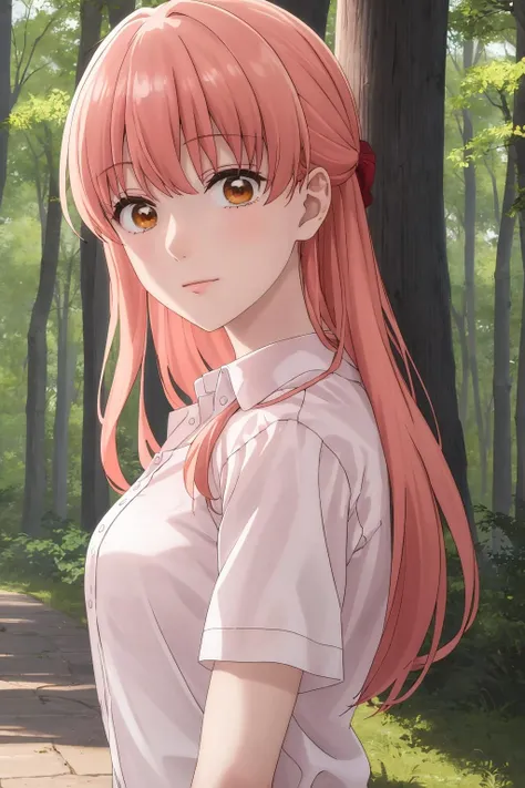 ((masterpiece, best quality, high quality, highres)):1.2,
outdoors, forest, looking at viewer,
narumi, white shirt, jeans, <lora:Narumi-04:1>