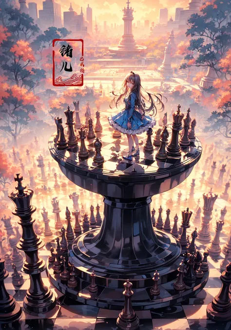 Creative portrait photography, Thumbelina girl running on a vast chessboard, determined, Jump forward, contrast of warm and cool tones, vivid details, Uneasy atmosphere, close-up with a camera, towering giant chess pieces aroundDynamic Angle, Perspective, High Point,pov(from above:1.1)
chessreflective floorA shot with tension(sky glows yellow, Visual impact,giving the poster a dynamic and visually striking appearance:1.2),
1girl( looking at viewer:1.5) Attacking posture, attacking the audience
(dramatic, gritty, intense:1.4),masterpiece, best quality, 32k uhd, insane details, intricate details, hyperdetailed, hyper quality, high detail, ultra detailed, Masterpiece, <lora:~Q?-hN-NuL chess:0.7>