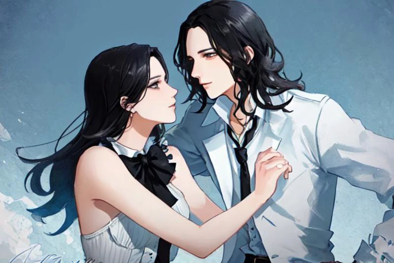 1guy, mature, colorful, lover, couple, in love, dynamic pose, breath, 18century, western style cloth, detailed face, ((high_quality, distinct_image)), full body, skinship, masterpiece, high quality resolution, digital painting, sexy, extremely_detailed_CG, illustration,(beautiful:1.5) (extremely detailed face), (black hair), 22years old, beautiful_detailed_hair, best quality, detailed eyes, perfect lighting,male focus,