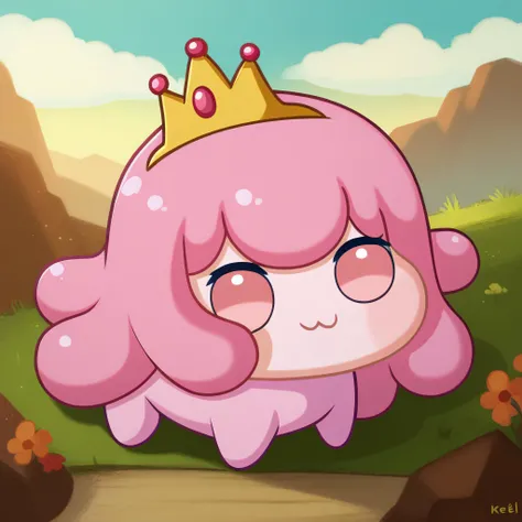 <lora:Doro_X_PDXL_V1:0.9> score_9, solo, doro, creature, ;3, chibi, no humans, scenery, princess bonnibel bubblegum,