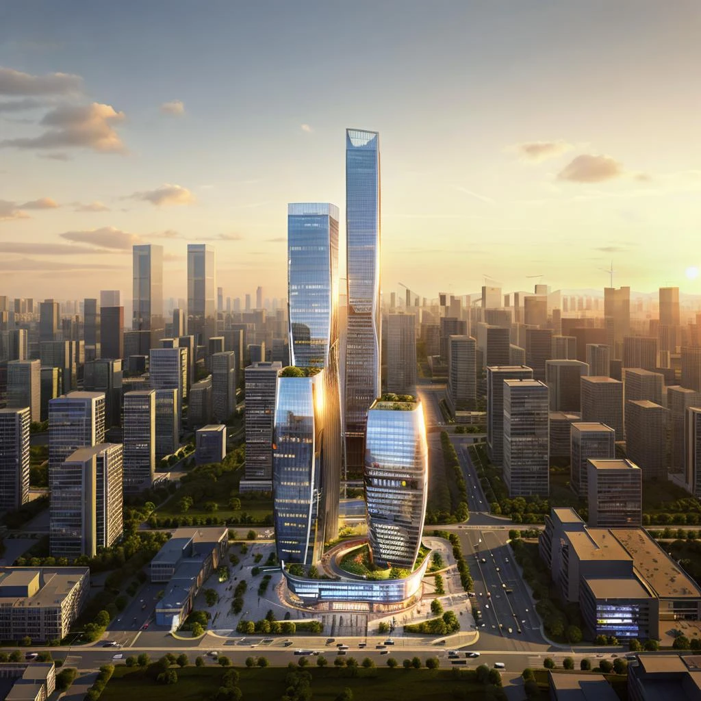 office building,in the style of futuristic cityscapes,sunset,
extremely detailed,best quality,masterpiece,high resolution,8k,best quality,high resolution,hyper-realistic,photo real,highly detailed, <lora:office_buildingV2.1:0.5>
