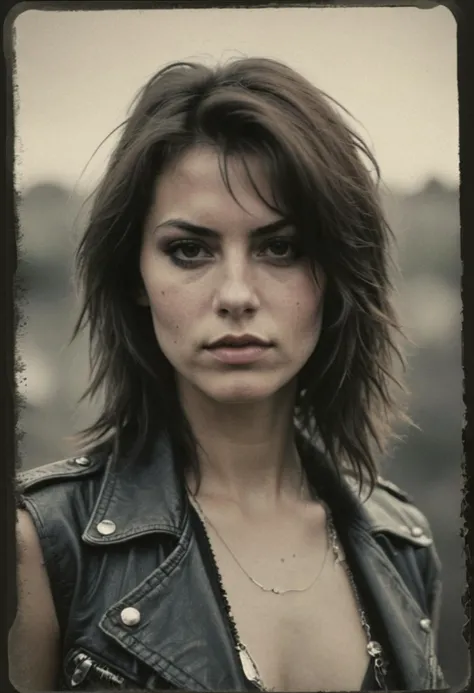 close up, realism, epic world, brutal rocker chick, faded film, desaturated old photo, award winner art, 35mm photo, grainy, vignette, (vintage), lomography, stained, highly detailed, found footage, highly detailed, volumetric, dramatic lighting <lora:detailed_hands:1> <lora:Old_Photo_XL_V1:0.4>