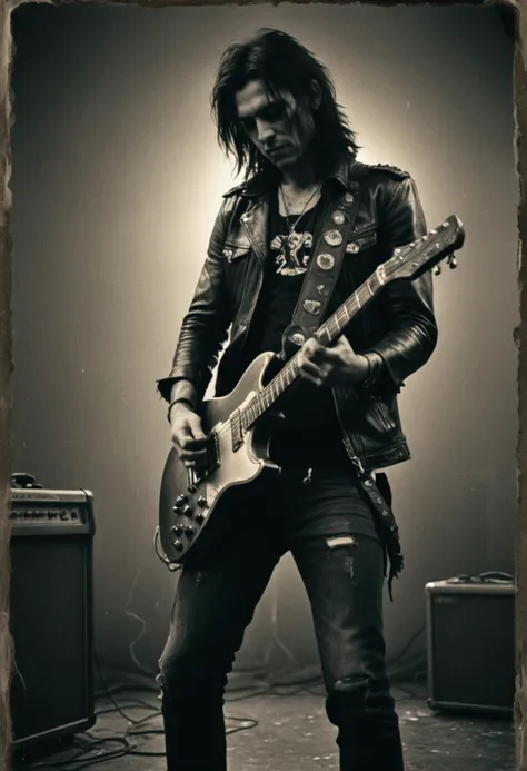 realism, epic world, brutal rocker, faded film, desaturated, award winner art, artstation, 35mm photo, grainy, vignette, vintage, lomography, stained, highly detailed, found footage, highly detailed, volumetric, dramatic lighting, <lora:detailed_hands:0.6> <lora:Old_Photo_XL_V1:0.2>