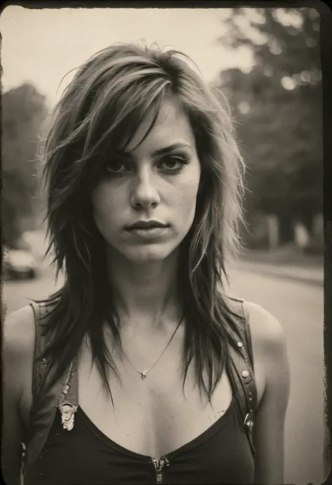 close up, realism, epic world, brutal rocker chick, faded film, desaturated old photo, award winner art, 35mm photo, grainy, vignette, (vintage), lomography, stained, highly detailed, found footage, highly detailed, volumetric, dramatic lighting <lora:detailed_hands:1> <lora:Old_Photo_XL_V1:0.4>