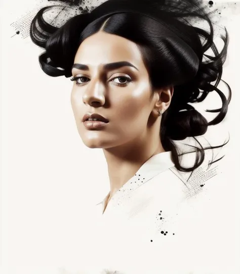 a beautiful 25 year old French woman with black hair by Ingrid Baars and urban_sketchbook <lora:urban_sketchbook:1>