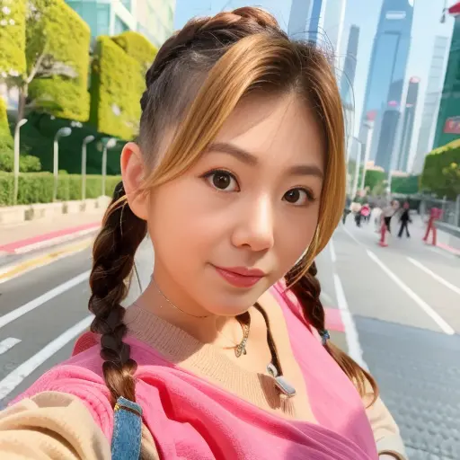 (erica), tvb, kawaii, instagram, artist, 8k,
by photographer, photorealistic, hong kong girl, double braid, long hair, best quality, photorealistic, depth of field, detailed face, face focus, looking at viewer, shiny skin, smile, blurry background, slim body