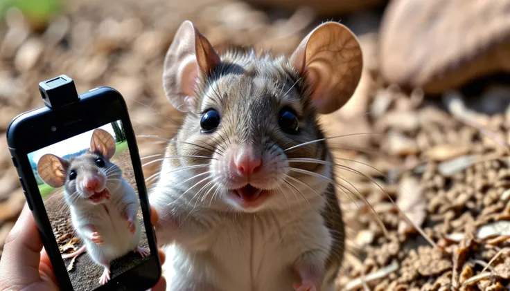 A mouse taking a selfie
