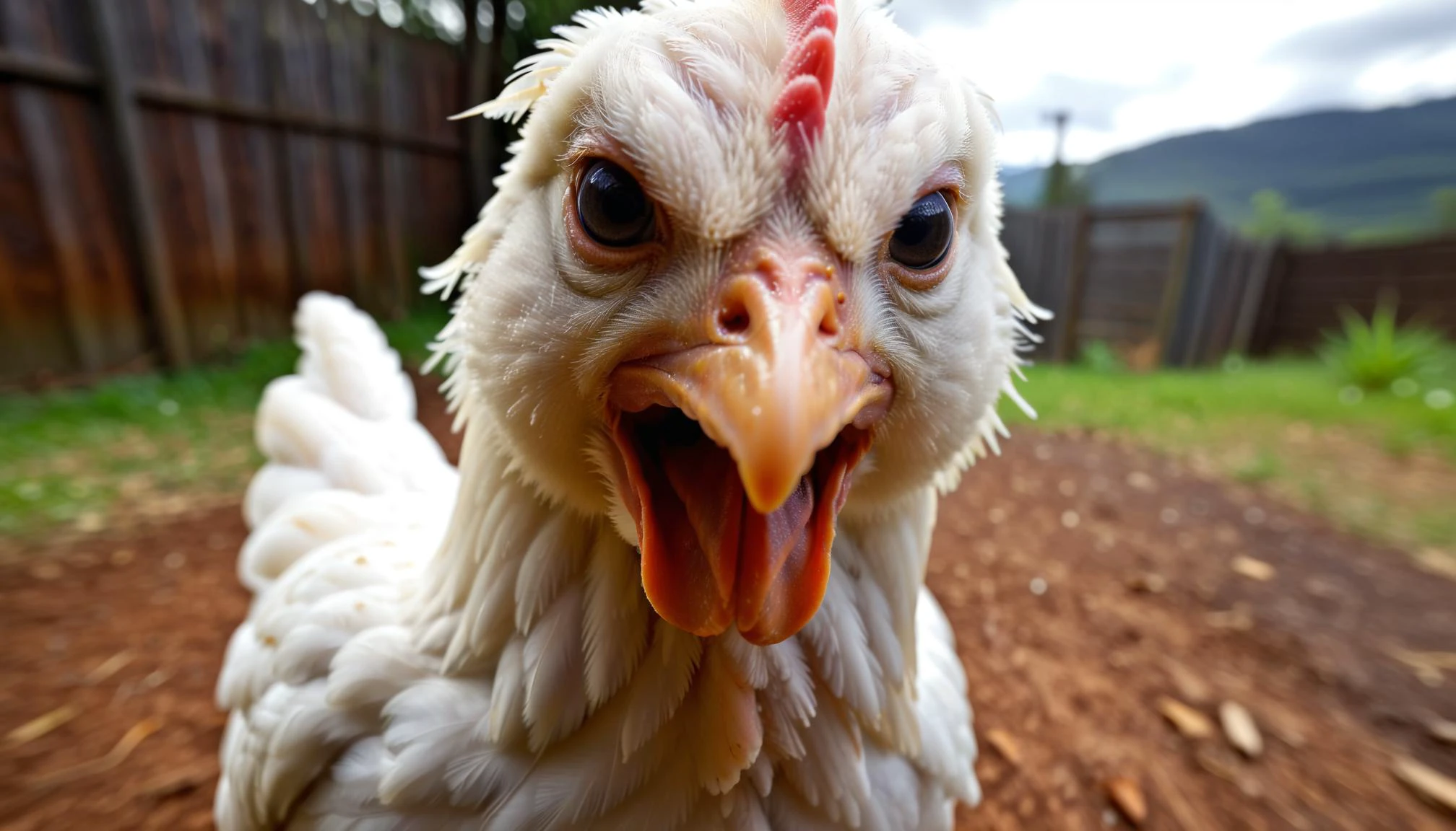 A chicken taking a selfie