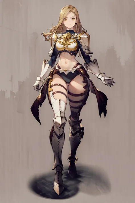masterpiece, best quality, kisara, 1girl, blonde hair, long hair, yellow eyes, armor, full body, sketch, solid grey background <lora:WOTV:1> <lora:Kisara:1>