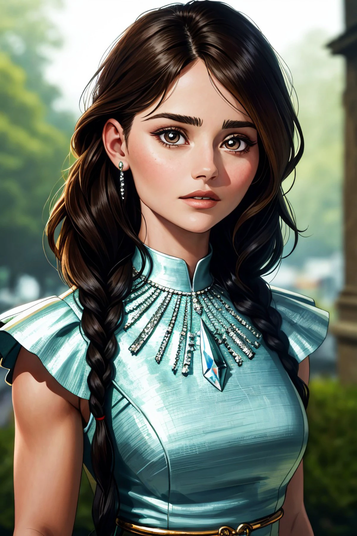RAW photo, crystal clear, 8k UHD, skin pores,film grain,sharp focus,DOF, realistic photo of <lora:sd15_JennaColeman_locon_64_v1.0:1> JennaColeman, focus on eyes, close up on face, wearing jewelry, hair styled as multi-braid hair,