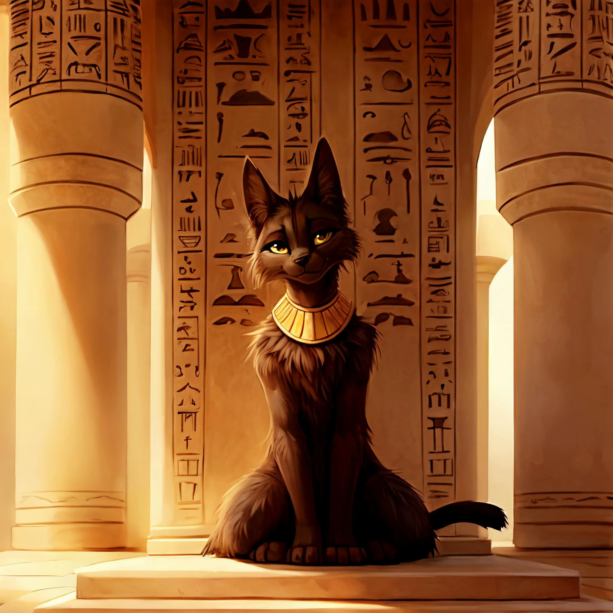 uploaded on e621, (fur by reysi:1.3), by Alexalaz, ancient egypt, furry female black cat pharaoh, sitting on the throne, palm trees, looking at the viewer, majestic, relaxed expression, seductive, Egyptian palace, <lora:fluffyrock-quality-tags-v4.rc11.5:0.8> best quality, good quality, <lora:btets_v1.0_:0.8> btets ,