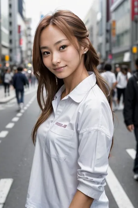 RAW portrait photo, embedding:QianLin in busy Tokyo street, embedding:fcDetailPortrait