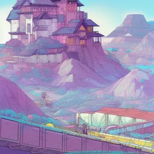 A scenery ,ComplexLA style, nvinkpunk, marioalberti artstyle, ghibli style