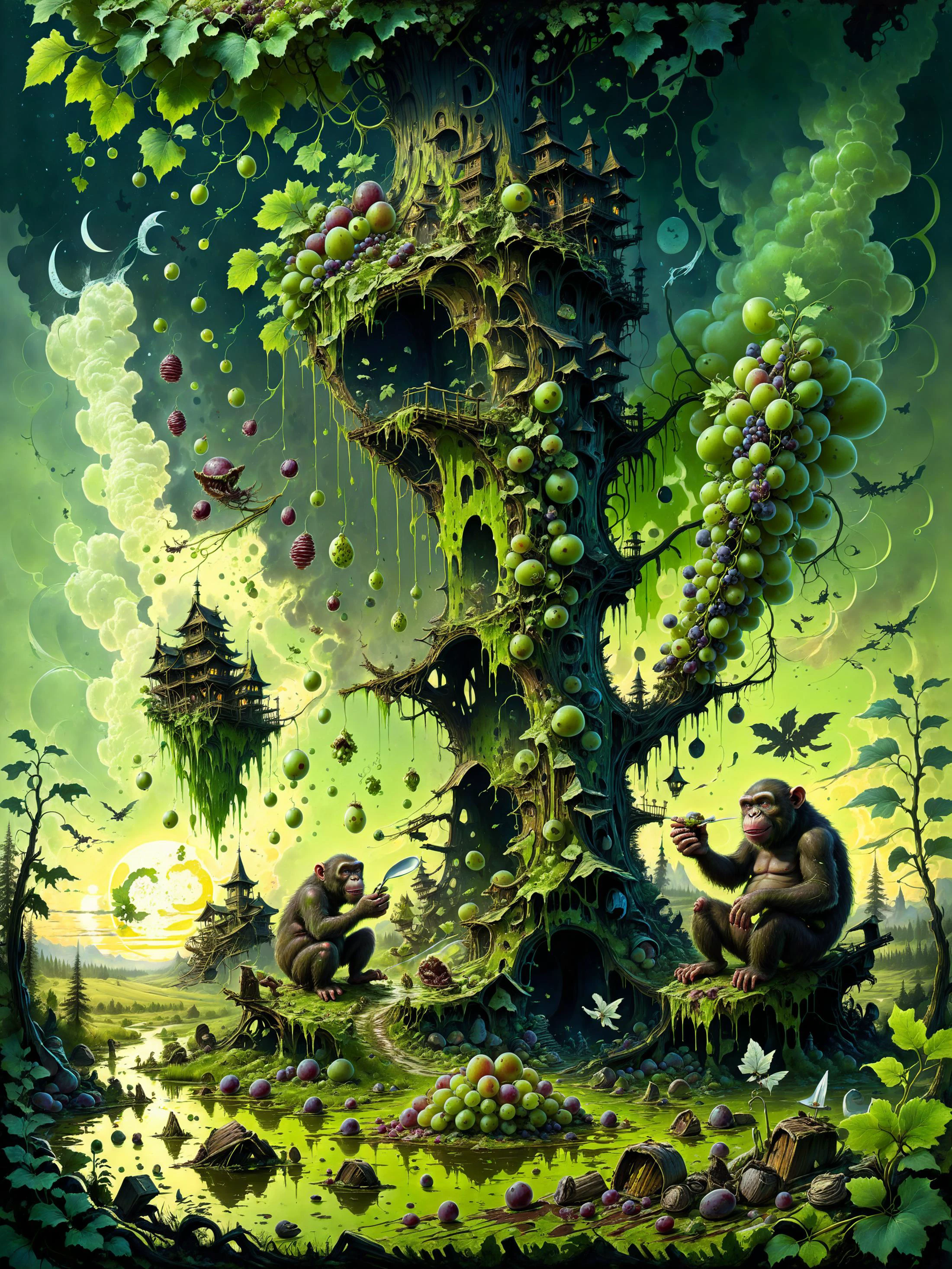 <lora:xl_more_art-full-xl:0.6> <lora:add-detail-xl:2.4> <lora:pe_epicland-xl:1.0> <lora:style-envyprimordialxl01-xl:0.4> <lora:style-envyvividxl01-xl:0.8> <lora:style-envyawesomizexl01-xl:0.8> <lora:style-envyfantasticxl01-xl:0.8> peepicland, ultra detailed illustration artwork by (desmond morris:1.2) and (aleksey savrasov:1.1), famous artwork, i slit the sheet, the sheet i slit, and on the slitted sheet i sit. and as he gobbled the cakes on his plate, the greedy ape said as he ate: the greener green grapes are, the keener keen apes are to gobble green grape cakes. theyre great! and i wish to wish the wish you wish to wish, but if you wish the wish the witch wishes, i wont wish the wish you wish to wish. and how can a clam cram in a clean cream can? and rory the warrior and roger the worrier were reared wrongly in a rural brewery., extremely beautiful, photorealistic, awesomize, primordial, fantastic, 8k