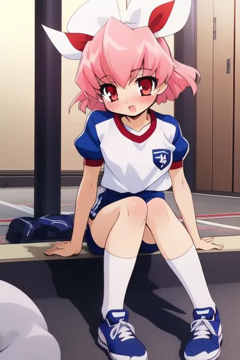 <lora:Takane_Momo:0.8>, momo, 1girl, solo,  blue_buruma,  white_gym uniform, vaulting horse, blue buruma, sitting, gym storeroom, masterpiece, best quality, 4k, 8k, hotel room, hotel bed, 
masterpiece, high quality, very_high_resolution, large_filesize, full color,