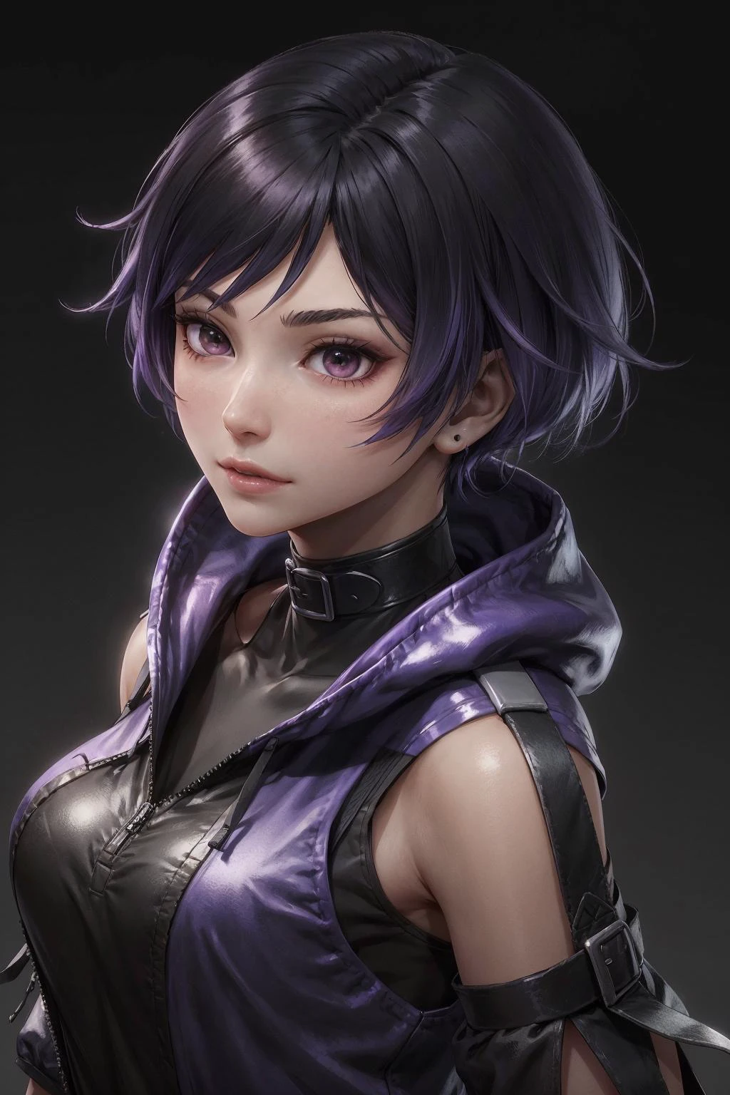 1girl, T8Reina, short hair, purple hair, multicolored hair,<lora:T8Reina:0.8>