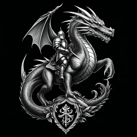 <lora:metal_tee_sdxl:0.8>,metal_tee,vector digital illustration,(black background:1.5),a knight ridding on a dragon,<lora:MinTattooXL-000034:0.8>, drawing of a minimalist tattoo,, (masterpiece, best quality, high quality, highres, ultra-detailed),