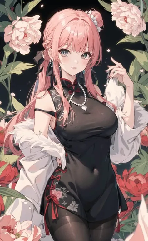 masterpiece, best quality, a girl,black long hair,{{bright emerald eyes}},huge_breasts,black cheongsam,pink_peony_pattern_in_cheongsam,one small pink flower topknot,pearl necklace,black pantyhose,teahouse,milf
Negative prompt: extra limbs,EasyNegative
Steps: 18, Sampler: DPM2 a Karras, CFG scale: 5.5, Seed: 1874418244, Size: 512x832, Model hash: ef3faac5dc, Denoising strength: 0.5, Clip skip: 2, ENSD: 31337, Hires upscale: 1.4, Hires upscaler: Latent (nearest)