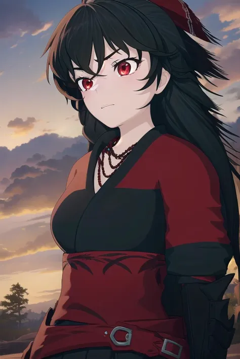 ravenbranwen, <lyco:ravenbranwen-lyco-nochekaiser:1>,
raven branwen, long hair, black hair, ponytail, hair ribbon, ribbon, (red eyes:1.2), ahoge,
BREAK thighhighs, japanese clothes, black thighhighs, fingerless gloves, armor, necklace, skirt, black skirt,
BREAK outdoors, nature, forest, night, sky, moon,
BREAK looking at viewer, (cowboy shot:1.5),
BREAK <lyco:GoodHands-beta2:1>, (masterpiece:1.2), best quality, high resolution, unity 8k wallpaper, (illustration:0.8), (beautiful detailed eyes:1.6), extremely detailed face, perfect lighting, extremely detailed CG, (perfect hands, perfect anatomy),