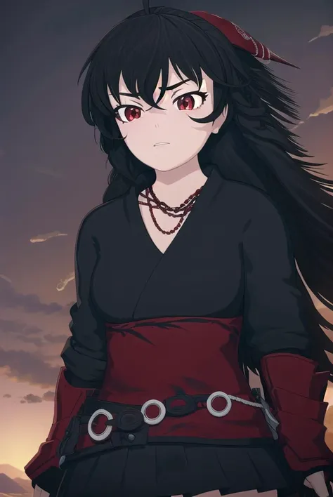 ravenbranwen, <lyco:ravenbranwen-lyco-nochekaiser:1>,
raven branwen, long hair, black hair, ponytail, hair ribbon, ribbon, (red eyes:1.2), ahoge,
BREAK thighhighs, japanese clothes, black thighhighs, fingerless gloves, armor, necklace, skirt, black skirt,
BREAK outdoors, nature, forest, night, sky, moon,
BREAK looking at viewer, (cowboy shot:1.5),
BREAK <lyco:GoodHands-beta2:1>, (masterpiece:1.2), best quality, high resolution, unity 8k wallpaper, (illustration:0.8), (beautiful detailed eyes:1.6), extremely detailed face, perfect lighting, extremely detailed CG, (perfect hands, perfect anatomy),