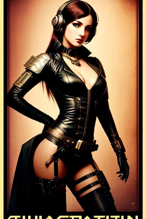 vintage poster of a cyberpunk girl, steampunk style, (intricate details), pinterest, [deformed, bad anatomy, disfigured, poorly drawn face, mutation, mutated, extra limb, ugly, disgusting, poorly drawn hands, missing limb, floating limbs, disconnected limbs, malformed hands, blurry, (mutated hands and fingers)++++, watermark, watermarked, oversaturated, censored, distorted hands, amputation, missing hands, obese, doubled face, double hands, ((text))]