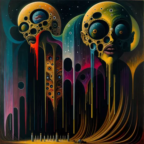 painting \(medium\, oil painting \(medium\), science fiction, illuminated, (expressionist), dread, (fascinating), (beautiful), breathtaking, (colorful:1.3), (detailed:1.2), (futurism:1.2), (surreal:1.1), (otherworldly), <lora:by_zdzislaw_beksinski_finetuned:0.4>, (zdzislaw beksinski:0.7)