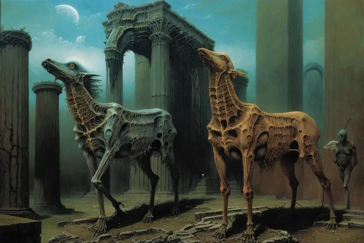 rome, greek, mythology creatures, by zdzislaw beksinski