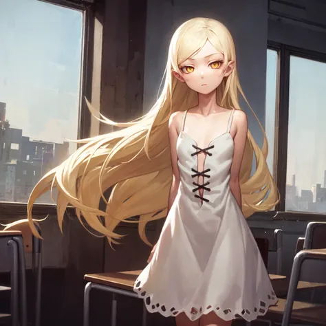 a blond、red eyes、Beautiful girl alone、独奏、animesque、Black dress、a miniskirt、Black Angel Feathers