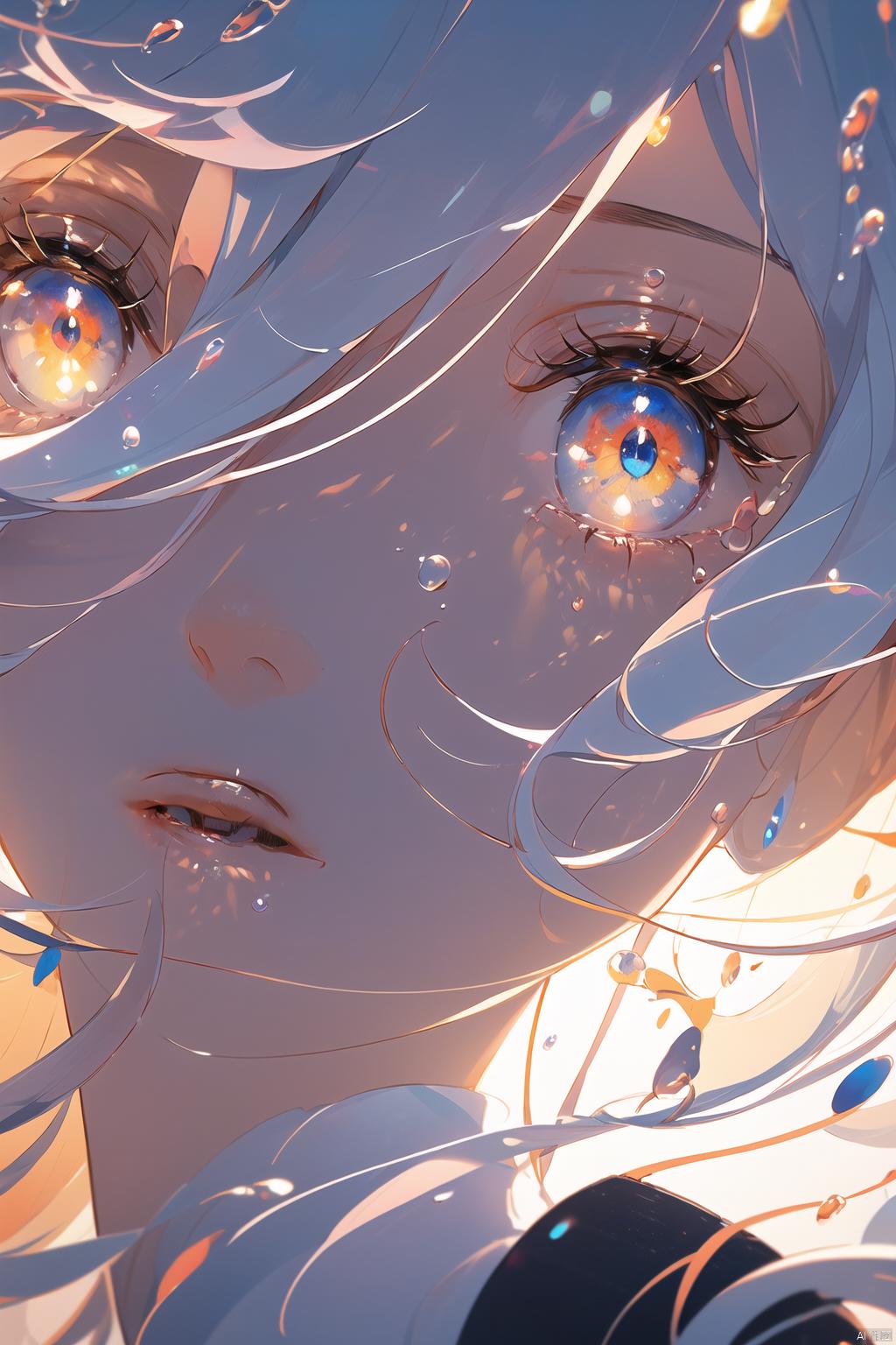 Anime girl with blue eyes and long hair staring at the camera - SeaArt AI