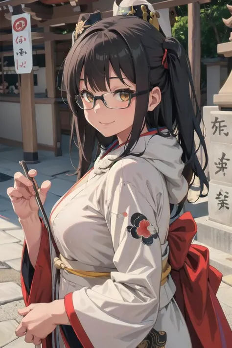 best quality, ultra-detailed, illustration,
1girl, solo, glasses, black hair, long hair, print kimono, white kimono, holding dragon, night, winter, snowing, snow, happy, smile, looking at viewer,
<lora:JAPAN_Scenery_Jinjya_SD15_V2:1> jinzya, komainu,