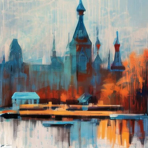 [moscow cityscape:abstract background:0.5], expressionism, digital art, colorful background