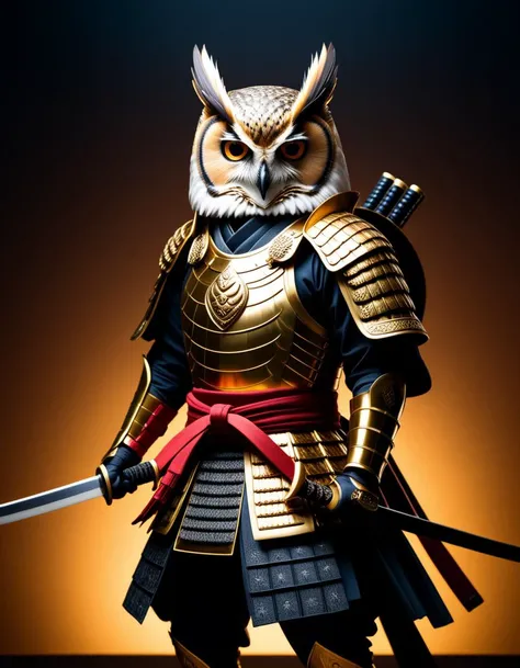inkpunk, anthropomorphic Siamese owl Samurai, (samurai armor:1.2), Japanese painting style, holding a katana, cinematic lighting, golden ratio, perfect composition, elegant, no crop, 4k, sharp focus, masterpiece, backlight, cinematic, highly detailed, extremely colorful, vibrant, dark, moody lighting. owl Samourai,Masterpiece,best quality,hi res,8k,hi res,8k,award winning,(sharp focus, intricate, highly detailed),