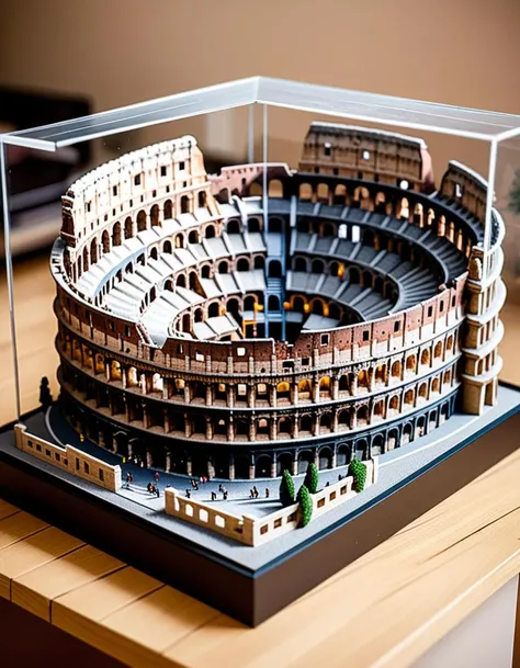 (indoor,very wide isometric view,tilt-shift lens:1.6), (miniature,diorama,no_realistic,no_photo:2) of (Colosseum :1.3),marble building,Masterpiece,best quality,hi res,8k,hi res,8k,award winning,(sharp focus, intricate, highly detailed),