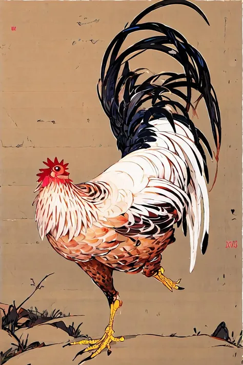 <lora:jakuchu:0.9>,chicken,