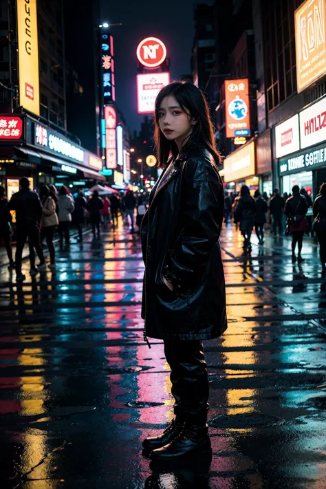 xxmixgirl, 1girl wet tshirt look sexy, splash detailed, surreal dramatic lighting shadow (lofi, analog), kodak film by Brandon Woelfel Ryan McGinley, Futuristic city with neon wash and cyberpunk atmosphere
