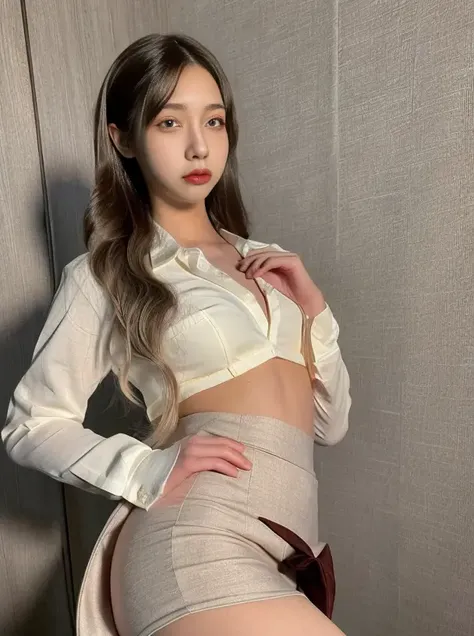 best quality, twintails,ultra high res, (photorealistic:1.4),(18 yo girl), serious, cute, pale skin, hands together in front, background street,(eyeshadow),(business suit),(dress shirt),(pencil skirt), pantyhose,peaceful neighborhood, sunlight,makeup,red lips, <lora:shiliuyelei-000006:0.87>,beauty, <lora:koreanDollLikeness_v15:0.2>