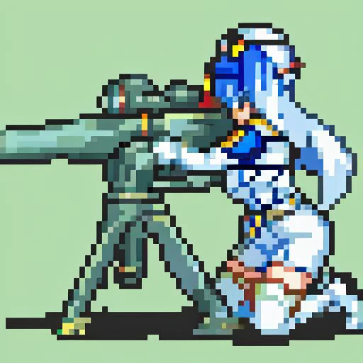 masterpiece, best quality, <lora:FE_V2:1> <lora:tow-concept-richy-v2:1> towlauncher, tripod, scope, aiming, 1girl, solo, kneeling, military uniform, <lora:helm-nikke-richy-v2:1> helmdef, hat, military, white shorts, white gloves,
