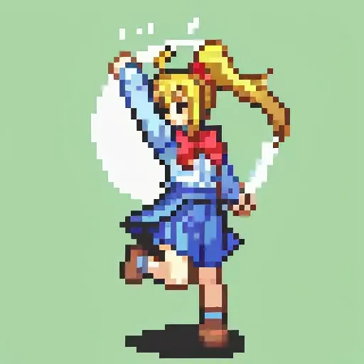 (masterpiece, best quality:1.2), solo, 1girl, ijichi nijika, side ponytail, school uniform, white shirt, red bow, long sleeves, blue skirt <lora:FE_V2:1> <lora:bocchi_nijikaijichi:1>